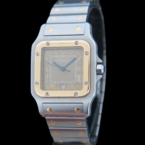Cartier Santos galbee watch gold and steel case and bracelet