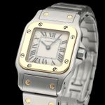 Cartier Santos Galbée W20012C4 (2004) - White dial 24 mm Gold/Steel case (6/8)