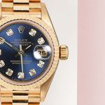 Rolex Lady-Datejust 69178 (1995) - Blue dial 26 mm Yellow Gold case (5/7)