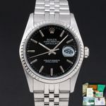 Rolex Datejust 36 16220 (1988) - Zwart wijzerplaat 36mm Staal (1/8)
