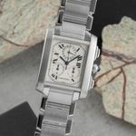Cartier Tank Française W51001Q3 (1999) - Wit wijzerplaat 28mm Staal (3/8)