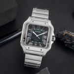 Cartier Santos WSSA0062 (Onbekend (willekeurig serienummer)) - Groen wijzerplaat 40mm Staal (1/8)