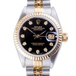 Rolex Lady-Datejust 69173 (1990) - Black dial 26 mm Gold/Steel case (3/8)