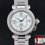 Cartier Pasha C W31055M7 (Onbekend (willekeurig serienummer)) - Wit wijzerplaat 35mm Staal (1/7)