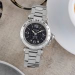 Cartier Pasha C W31049M7 (2005) - Zwart wijzerplaat 35mm Staal (1/8)