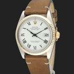 Rolex Datejust 36 16013 (1983) - Wit wijzerplaat 36mm Goud/Staal (1/7)