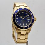 Rolex Submariner Date 16808 (1988) - Blauw wijzerplaat 40mm Geelgoud (1/8)