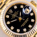 Rolex Lady-Datejust 69178 (1989) - Black dial 26 mm Yellow Gold case (2/8)