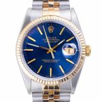 Rolex Datejust 36 16233 (1990) - Blue dial 36 mm Gold/Steel case (3/8)