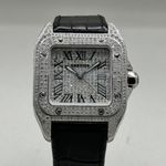 Cartier Santos 100 2878 (Onbekend (willekeurig serienummer)) - Zilver wijzerplaat 33mm Staal (1/8)