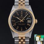 Rolex Oyster Perpetual Date 15053 (1986) - Black dial 34 mm Gold/Steel case (1/8)