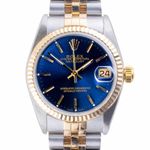 Rolex Datejust 31 68273 (1991) - Blue dial 31 mm Gold/Steel case (3/8)