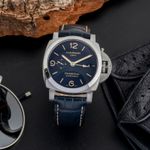 Panerai Luminor 1950 3 Days GMT Automatic PAM01033 (Unknown (random serial)) - Blue dial 44 mm Steel case (1/8)