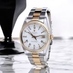 Rolex Oyster Perpetual Date 15053 (1983) - White dial 34 mm Gold/Steel case (1/7)