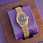 Rolex Lady-Datejust 69178 (1991) - Black dial 26 mm Yellow Gold case (1/6)