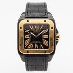 Cartier Santos 100 W2020009 (Unknown (random serial)) - Black dial 38 mm Gold/Steel case (1/5)