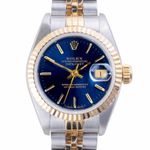 Rolex Lady-Datejust 69173 (1991) - Blue dial 26 mm Gold/Steel case (3/8)
