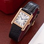 Cartier Tank Solo 3168 (2013) - Silver dial 24 mm Yellow Gold case (1/8)