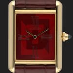 Cartier Tank Louis Cartier WGTA0093 (2022) - Red dial 26 mm Yellow Gold case (2/8)