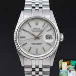 Rolex Datejust 36 16220 (1991) - Zilver wijzerplaat 36mm Staal (1/8)