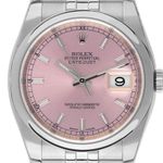 Rolex Datejust 36 116200 (2016) - Roze wijzerplaat 36mm Staal (1/8)