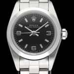 Rolex Oyster Perpetual 76080 (2002) - Zwart wijzerplaat 24mm Staal (1/7)