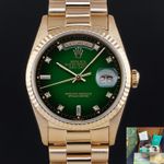 Rolex Day-Date 36 18238 (1989) - Groen wijzerplaat 36mm Geelgoud (1/8)