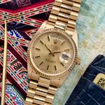 Rolex Day-Date 18038 (1987) - Gold dial 36 mm Yellow Gold case (1/8)