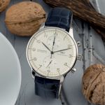 IWC Portuguese Chronograph IW371405 (2005) - Zilver wijzerplaat 41mm Witgoud (1/8)