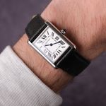 Cartier Tank WSTA0109 (Unknown (random serial)) - Silver dial 26 mm Steel case (2/8)