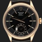 Rolex Cellini Dual Time 50525 (2015) - Black dial 39 mm Rose Gold case (2/8)