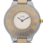 Cartier 21 Must de Cartier 9010 (1992) - Wit wijzerplaat 30mm Goud/Staal (1/8)