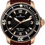 Blancpain Fifty Fathoms 5015A-3630-63B (2022) - Black dial 45 mm Rose Gold case (1/1)