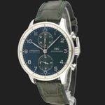 IWC Portuguese Chronograph IW371430 (2005) - Groen wijzerplaat 41mm Staal (1/8)