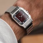 Cartier Santos 2960 (Unknown (random serial)) - Red dial 29 mm Steel case (8/8)
