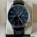 IWC Portuguese Chronograph IW371447 (Onbekend (willekeurig serienummer)) - Zwart wijzerplaat 41mm Staal (2/7)
