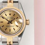 Rolex Lady-Datejust 69173 (1990) - Champagne wijzerplaat 26mm Goud/Staal (4/7)