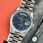 Rolex Day-Date 18239 (1991) - Blauw wijzerplaat 36mm Witgoud (1/8)