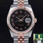 Rolex Datejust 36 116231 (2008) - Black dial 36 mm Gold/Steel case (1/8)