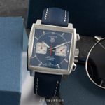 TAG Heuer Monaco Calibre 12 CAW2111 (2005) - Blue dial 39 mm Steel case (3/8)