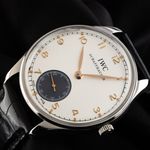 IWC Portuguese Hand-Wound IW545405 (2010) - Zilver wijzerplaat 44mm Staal (3/7)