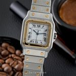Cartier Santos 2961 (1986) - White dial 29 mm Gold/Steel case (1/8)