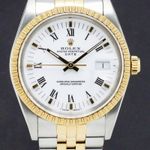 Rolex Oyster Perpetual Date 15053 (1989) - White dial 34 mm Gold/Steel case (1/7)