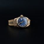 Rolex Lady-Datejust 69178 (1990) - Blue dial 26 mm Yellow Gold case (3/8)