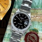 Rolex Oyster Perpetual Date 15200 (1993) - Zwart wijzerplaat 34mm Staal (1/8)