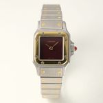 Cartier Santos 0902 (1985) - Rood wijzerplaat 24mm Goud/Staal (2/8)