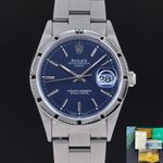 Rolex Oyster Perpetual Date 15210 (1995) - Blauw wijzerplaat 34mm Staal (1/8)