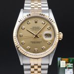 Rolex Datejust 36 16233 (2001) - Champagne wijzerplaat 36mm Goud/Staal (1/8)