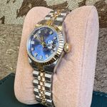 Rolex Lady-Datejust 69173 (1991) - Blue dial 26 mm Gold/Steel case (5/8)