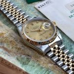 Rolex Datejust 16233 (1991) - Gold dial 36 mm Gold/Steel case (6/10)